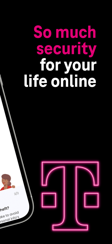 McAfee Security for T-Mobile - McAfee Security for T-Mobile promotional screen with the T-Mobile logo and online security text
