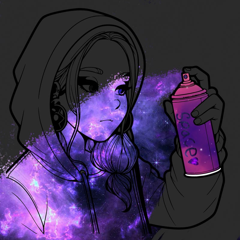 a realistic girl, spray painting