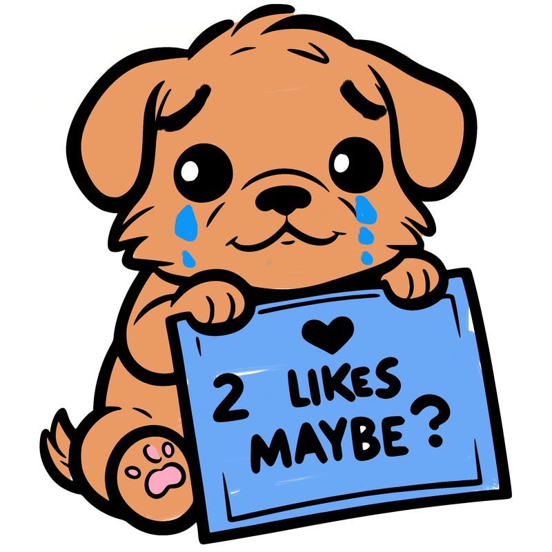 a puppy holding a sign that says 2 likes maybe?