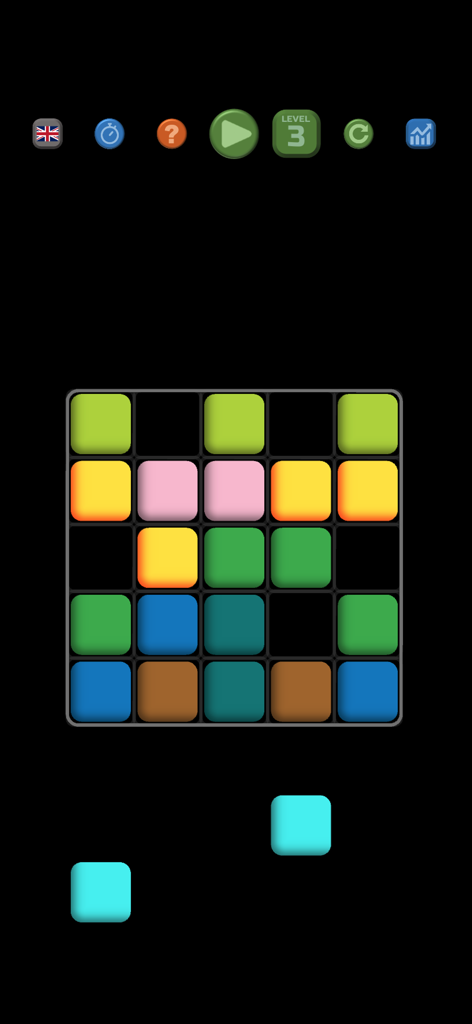 A minimalist logic puzzle grid with various colored square blocks in ARDUUM.