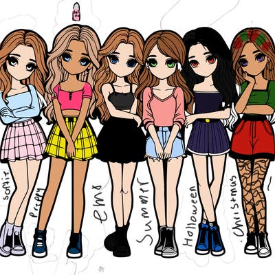 a group of girls realistic