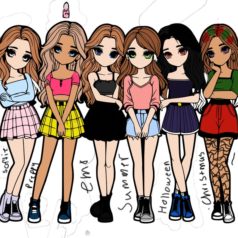 a group of girls realistic