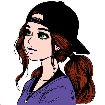 realistic girl with a backwards hat