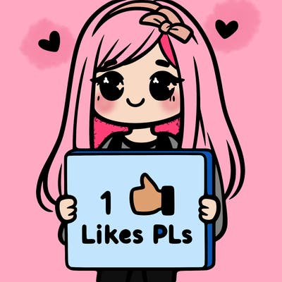 girl holding a sign saying 10 likes pls