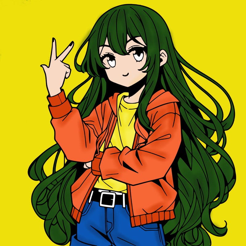 one anime girl with long hair and a cool pose