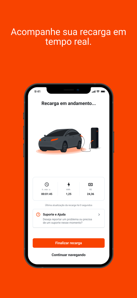 Mobilize Charge Pass - Écran de progression de la recharge en temps réel du véhicule électrique dans l'application Mobilize Charge Pass.