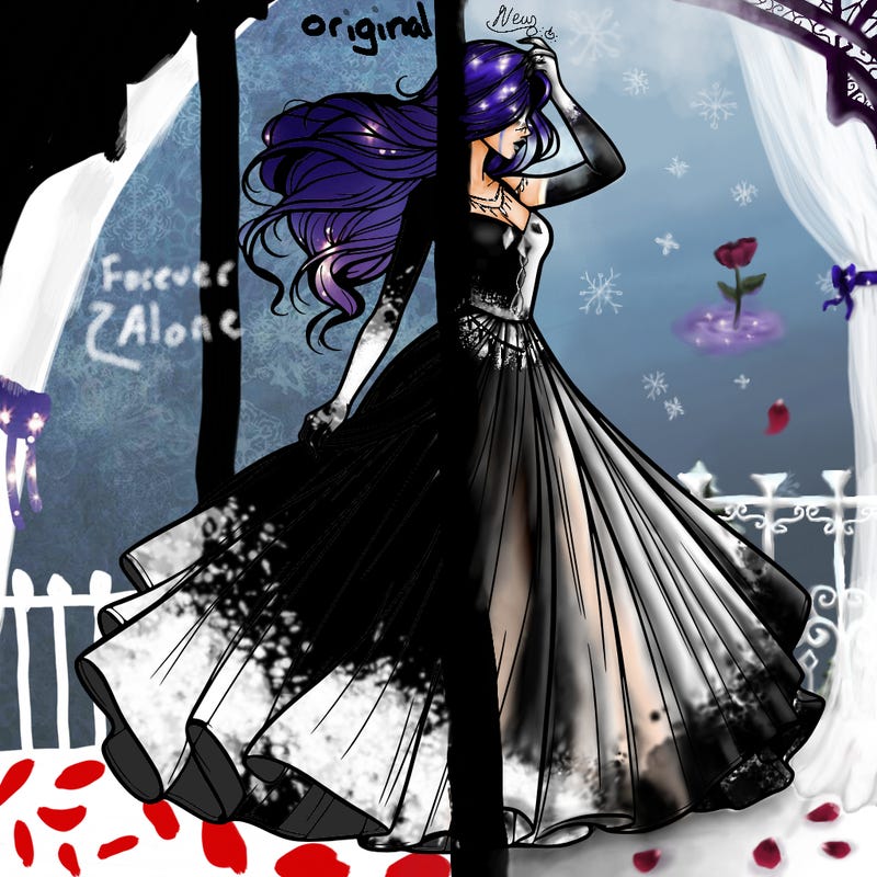 realistic woman with dress flowing in the wind