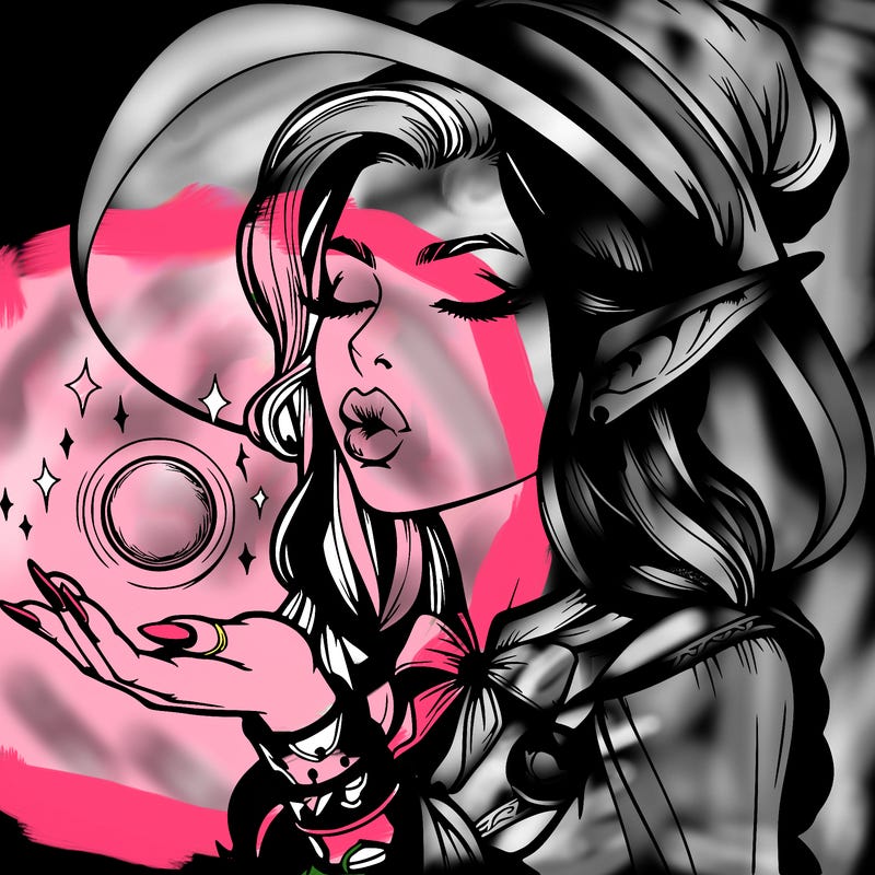 realistic elf casting a spell with lips