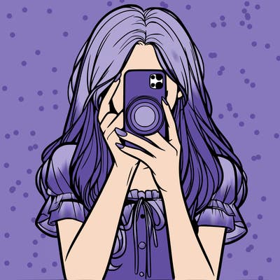 a realistic girl holding her phone taking pictures