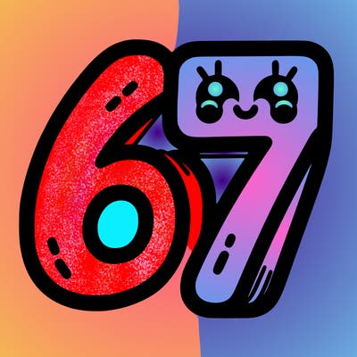 the numbers 67