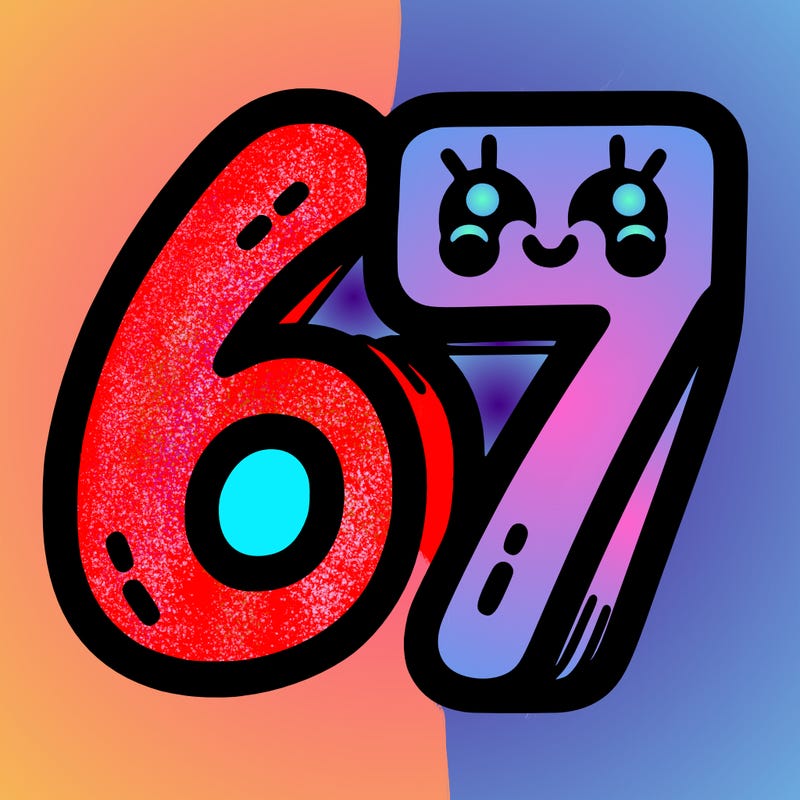 the numbers 67