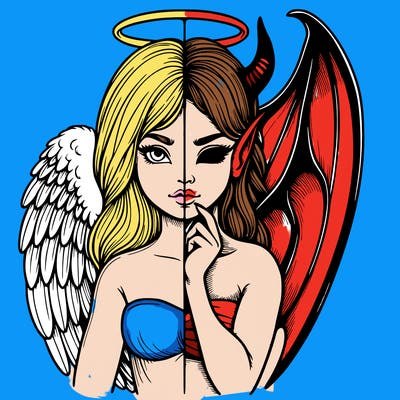 realistic angel half demon