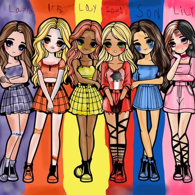 a group of girls realistic