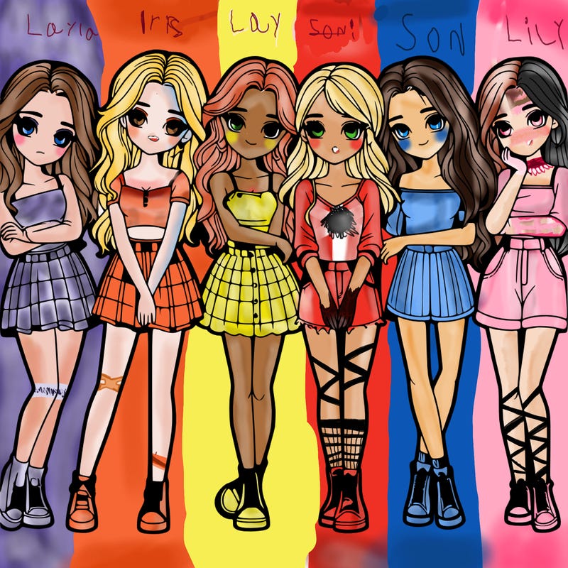 a group of girls realistic