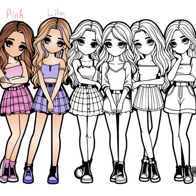 a group of girls realistic