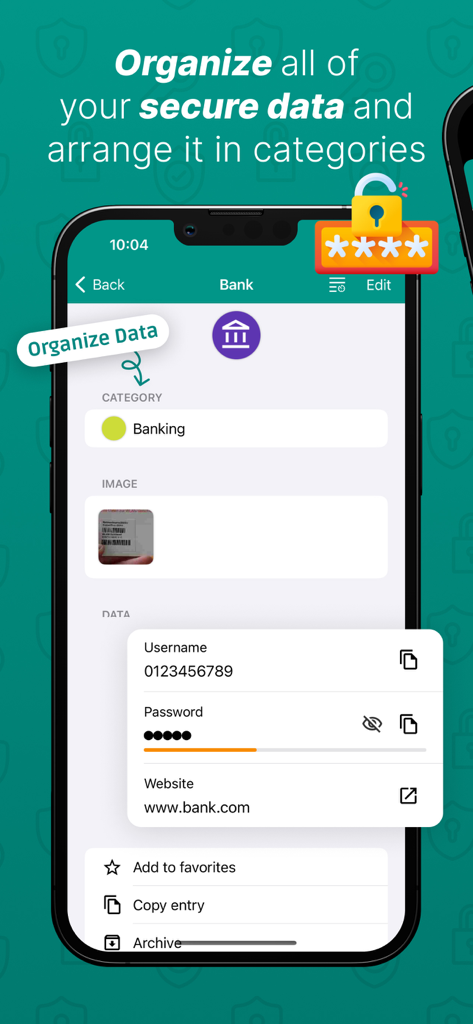 カテゴリに安全な銀行データを整理するためのアプリインターフェース