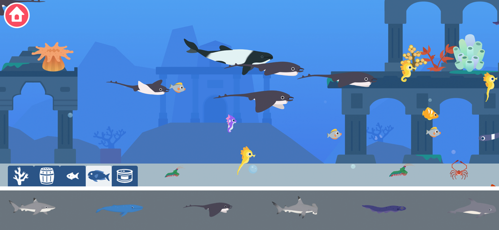 Animal Rescue: Sea Adventure - An interactive underwater scene where kids can build habitats for marine animals like orcas and stingrays
