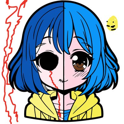 animated girl half anime