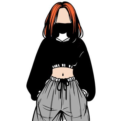 realistic girl faceless with baggy pants and a crop top