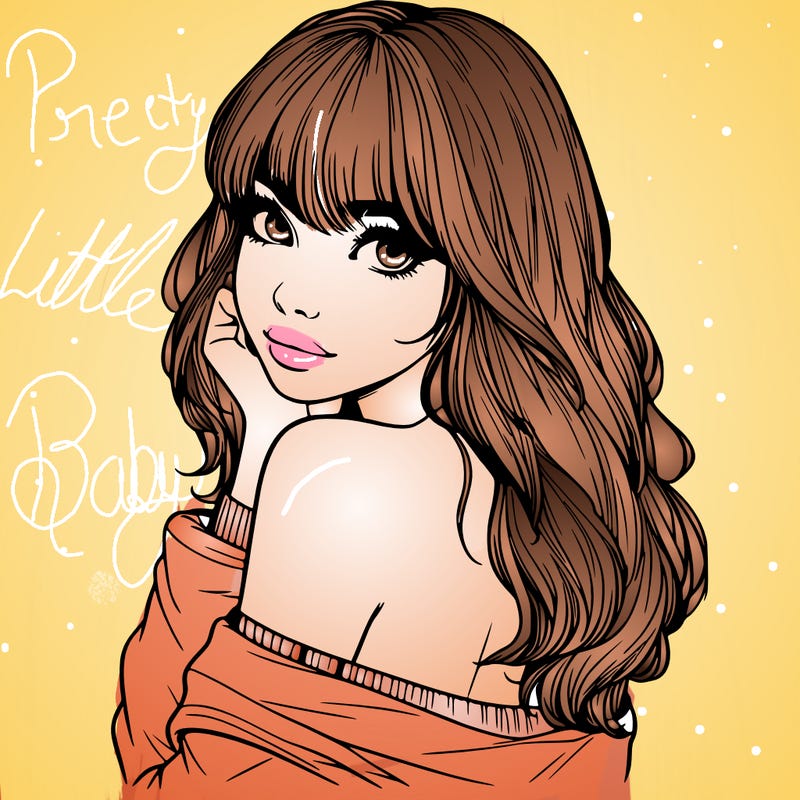 realistic girl with bangs looking over her shoulder