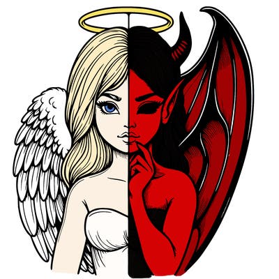 realistic angel half demon