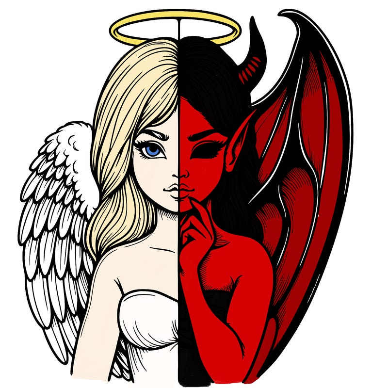 realistic angel half demon