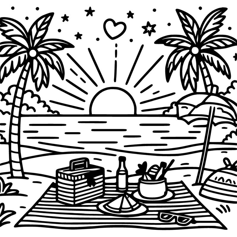 sunset picnic on beach