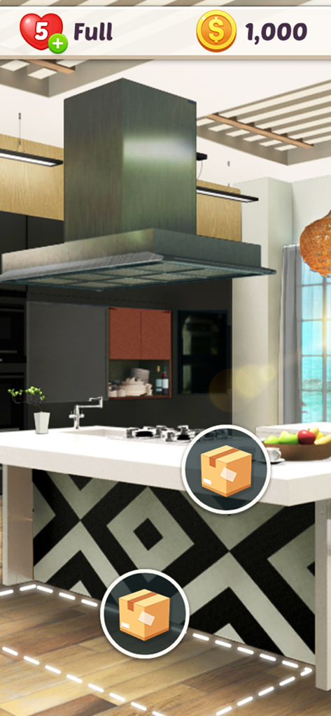 Home Design : Paradise Life - Modern kitchen island renovation gameplay in Home Design Paradise Life app