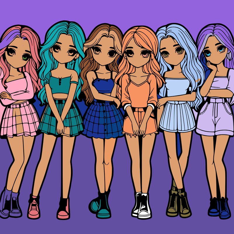 a group of girls realistic