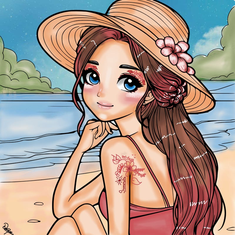 realistic girl at the beach
