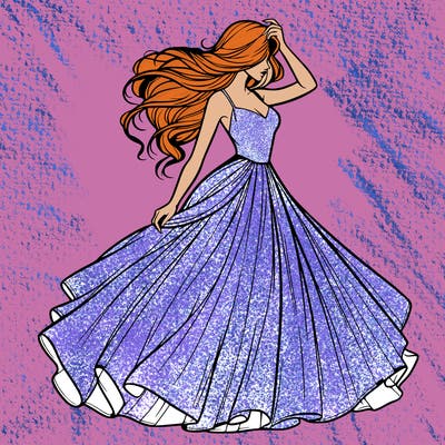 realistic woman with dress flowing in the wind