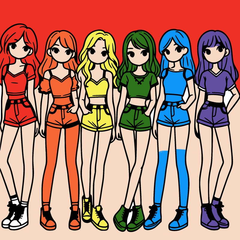 a group of girls wearing crop tops and shorts