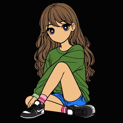 girl sitting realistic