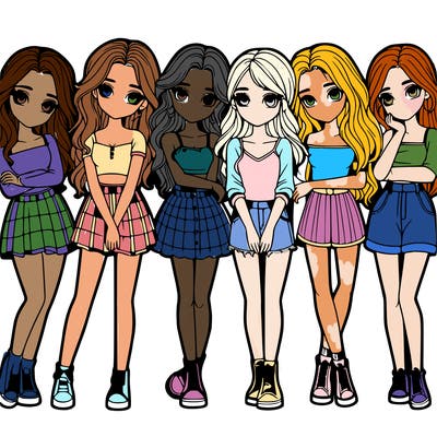 a group of girls realistic