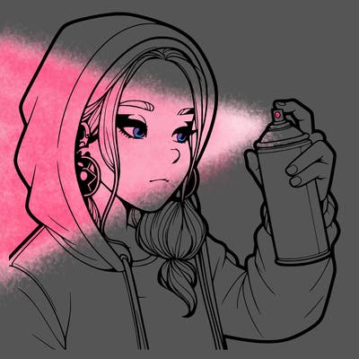a realistic girl, spray painting