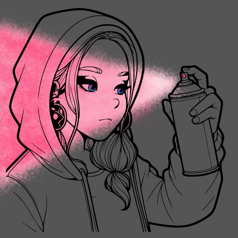 a realistic girl, spray painting