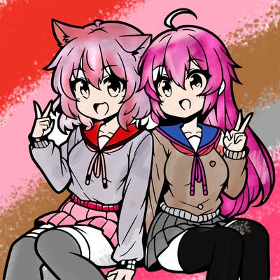 two anime girls hanging out