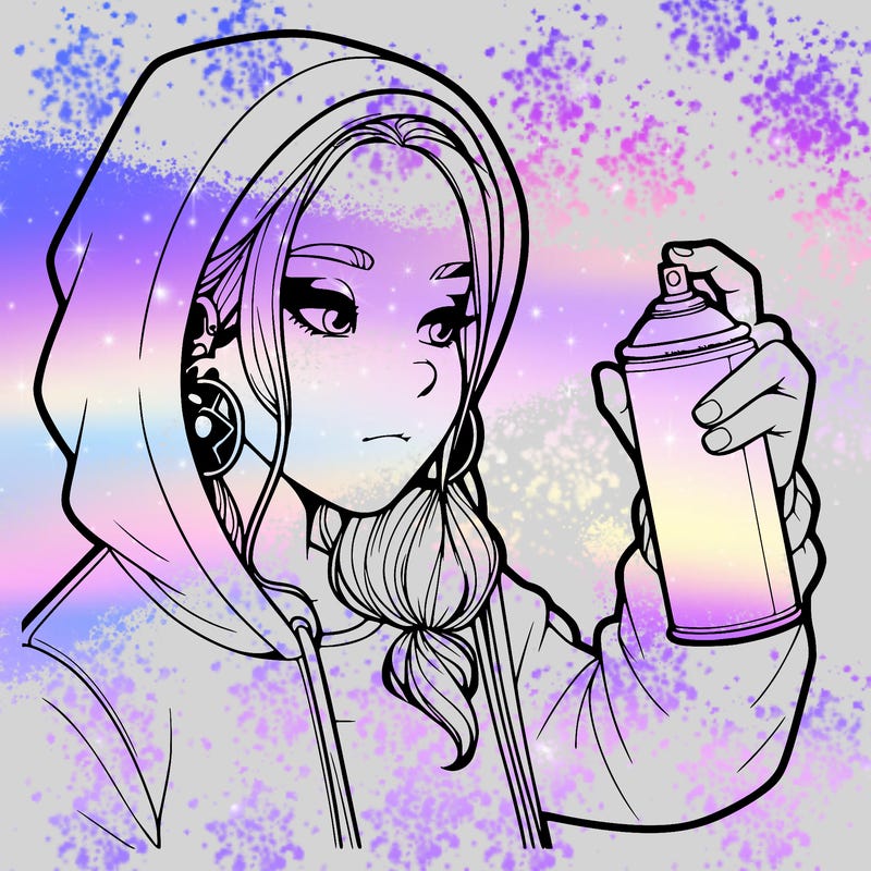 a realistic girl, spray painting