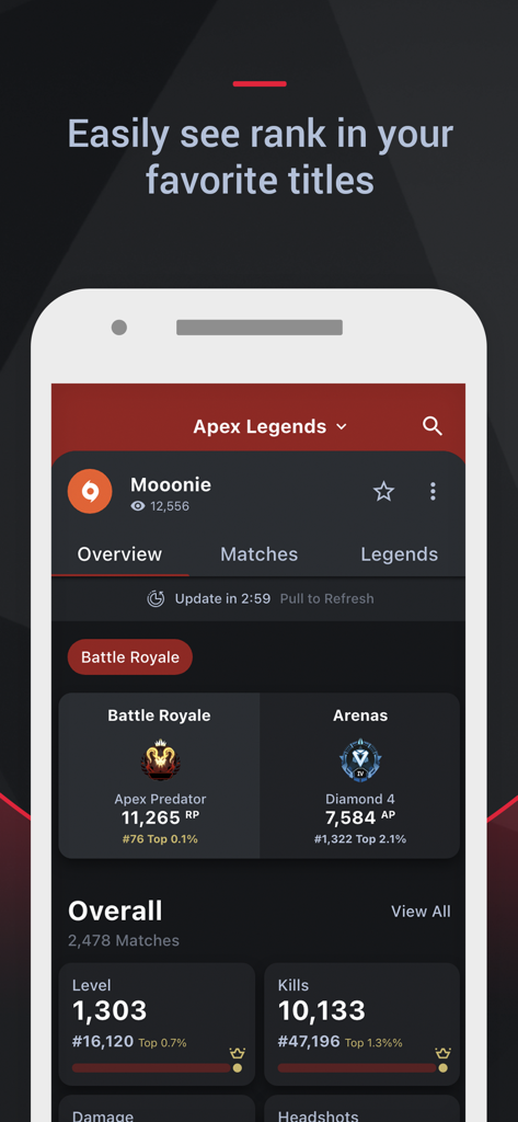 トラッカーネットワークアプリがApex Legendsプレイヤーのランクと統計概要を表示