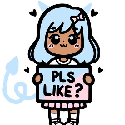 girl holding sign saying pls like?