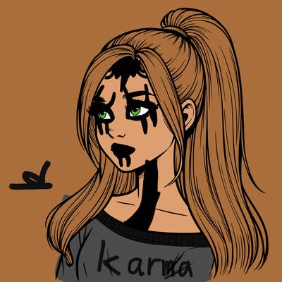 realistic girl with a high ponytail