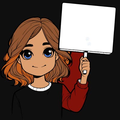 realistic girl holding up a sign