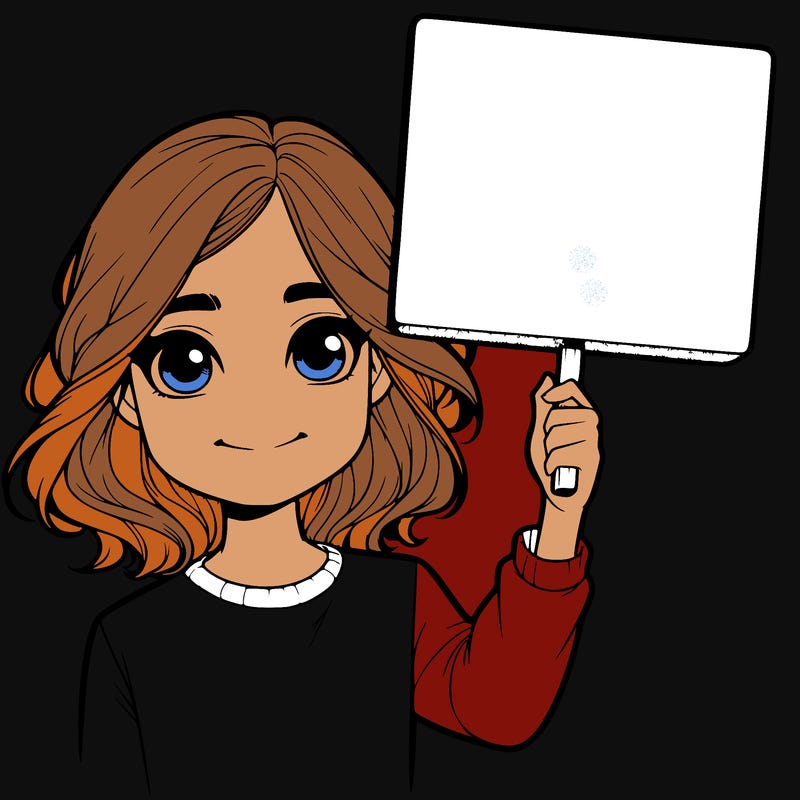 realistic girl holding up a sign