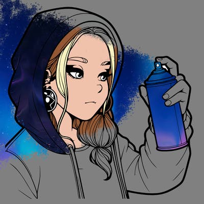 a realistic girl, spray painting
