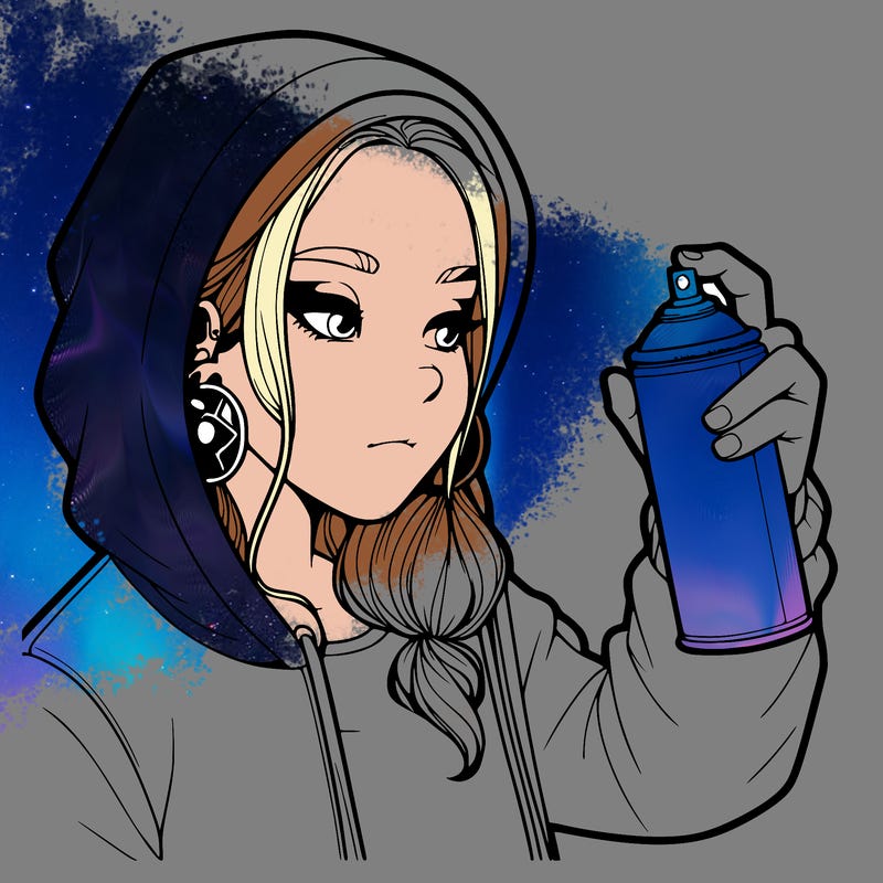 a realistic girl, spray painting