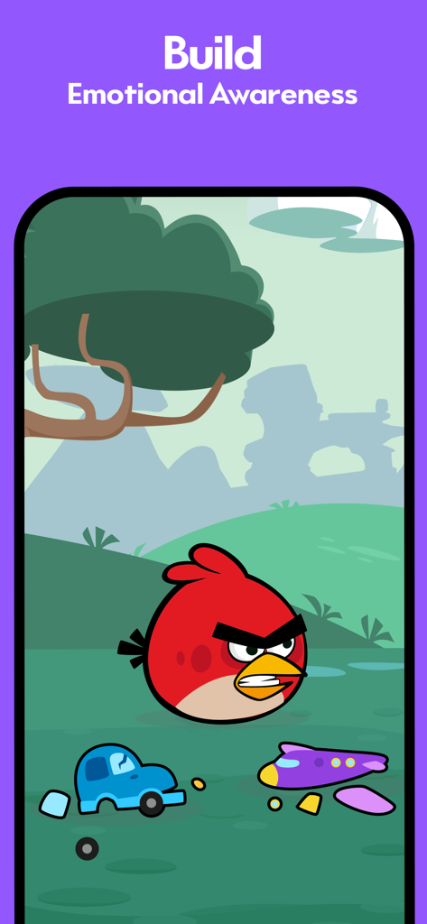 SKIDOS Learning Games for Kids - Red de Angry Birds mostrando enfado en un juego de aprendizaje socioemocional de SKIDOS para niños