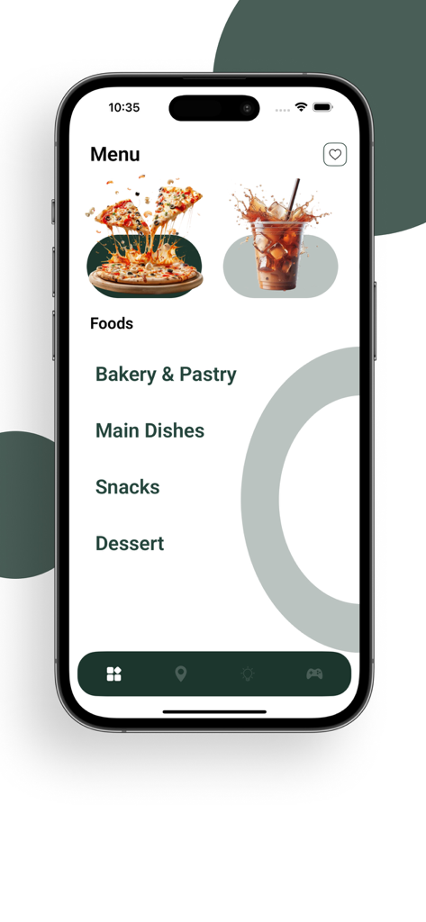 Famo Drama Log - Famo Drama Log app screen showing food categories like Bakery and Main Dishes with pizza and drink images