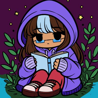 girl in oversized hoodie reading a book