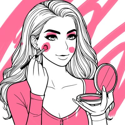 realistic girl doing makeup