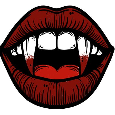 lips with vampire teeth